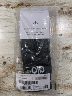 ALO Yoga Black Charcoal Throwback Athletic Crew Socks